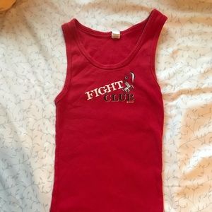 Red graphic tank top